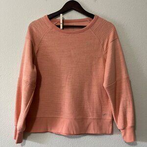 Freely Women Coral Cropped Long Sleeve Round Neck Waffle Neck Thermal Top SZ XS